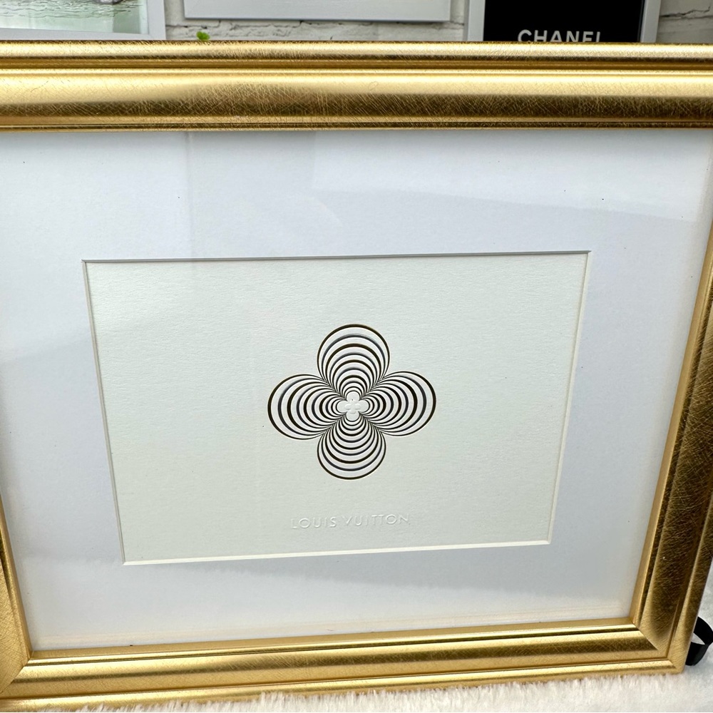 Louis Vuitton Greeting Card framed in gold RARE great gift NEW